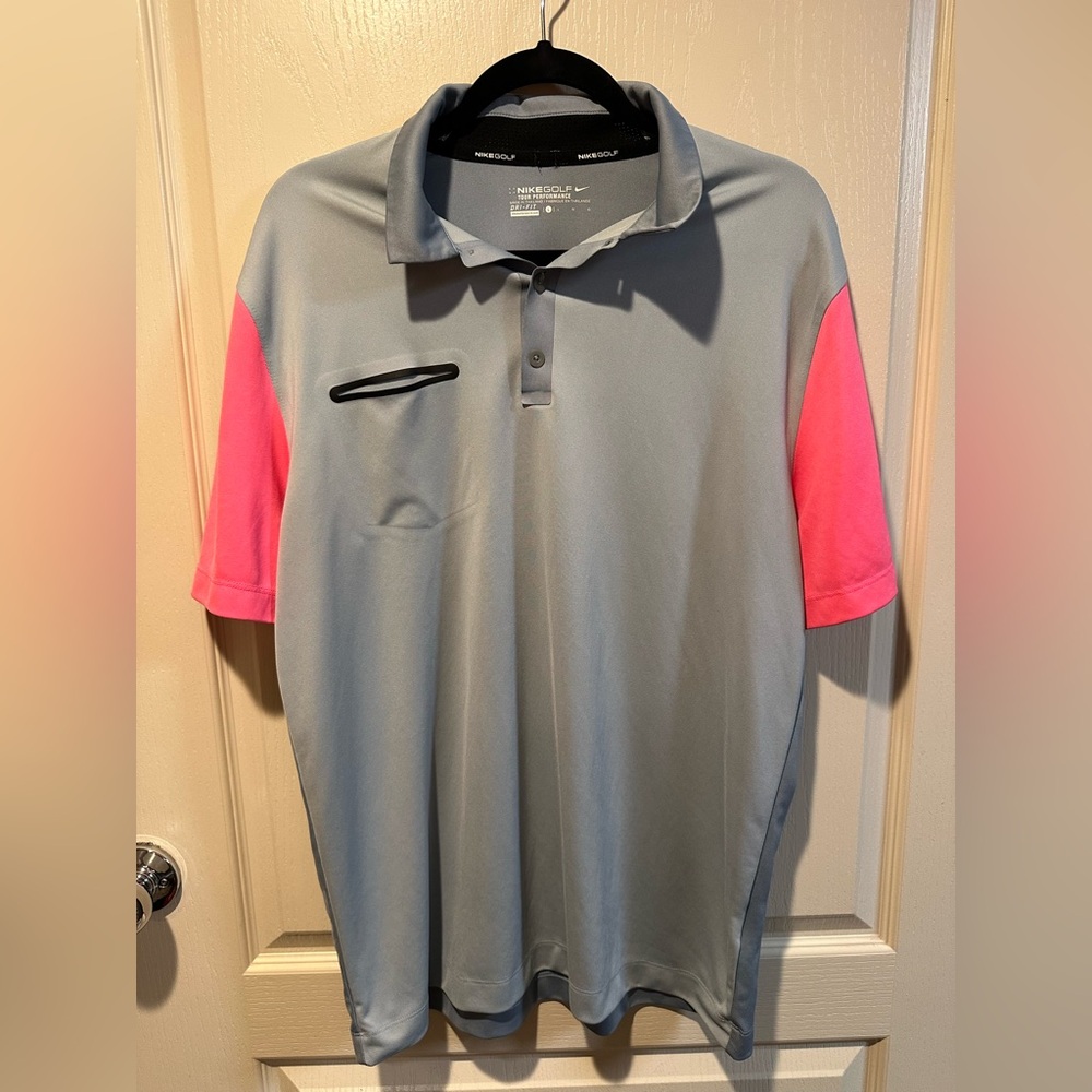 Nike Tour Performance Dri-Fit Gray&Pink Polo- Large